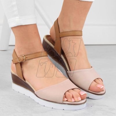 3. Potocki W WOL243 leather wedge sandals, pink