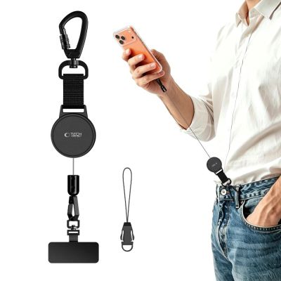 2. Tech-Protect UrbanLoop Anti-Theft Phone Holder with Retractable Lanyard - Black