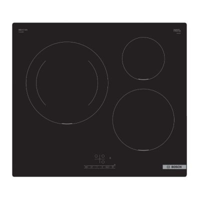 Bosch PUJ611BB5E 3-burner induction hob, touchscreen, with clock, black