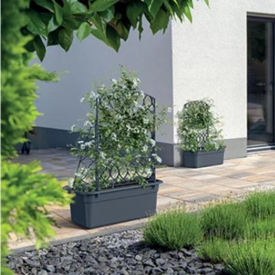 3. BLOMA GRAY STONE FLOWERPOT WITH PERGOLA