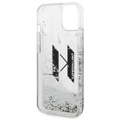 7. Karl Lagerfeld Liquid Glitter Big KL case for iPhone 14 - silver