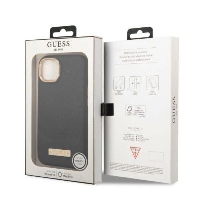 8. Guess GUHMP13MSAPSTK iPhone 13 6.1" black/black hardcase Peony Logo Plate MagSafe