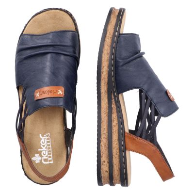 4. Comfortable women's wedge sandals, blue Rieker 62962-14