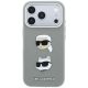 3. Karl Lagerfeld Saffiano Case with Karl & Choupette Heads Pins & Logo for iPhone 18 Pro / 17 Pro - Gray