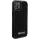 4. Karl Lagerfeld Rhinestone Logo Metal Plate case for iPhone 15 - black