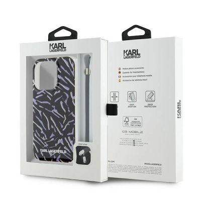 7. Karl Lagerfeld Zebra With Cord iPhone 15 Pro Max Case - Purple