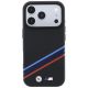 3. BMW M Quadrille Kevlar Print Tricolor Lines & Metal Logo MagSafe Case for iPhone 18 Pro Max / 17 Pro Max - Black
