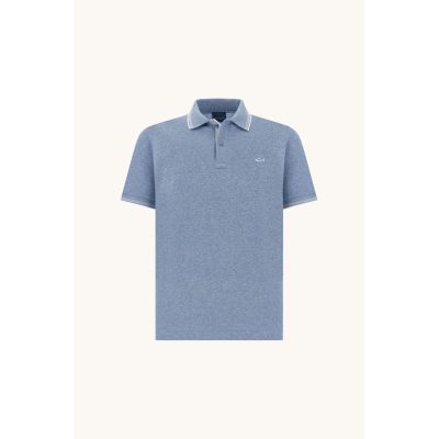 2. Paul&Shark Men's Cotton Button-Up Polo Shirt, Steel Blue 25411205-991