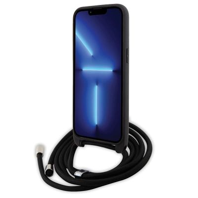 4. Karl Lagerfeld Crossbody Saffiano Monogram Metal Pin Karl & Choupette Case for iPhone 15 Pro Max - Black