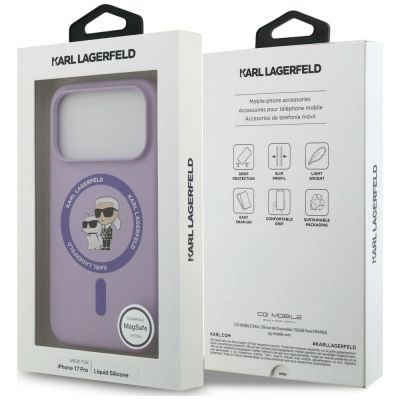 8. Karl Lagerfeld Silicone Karl&Choupette Ring MagSafe Case for iPhone 18 Pro / 17 Pro – purple