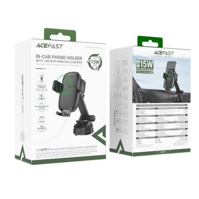 5. Acefast D49 Car Mount with Wireless Charger for Dashboard - Black