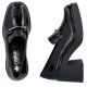 5. Women's patent leather high-heeled loafers, black, Rieker 58051-00