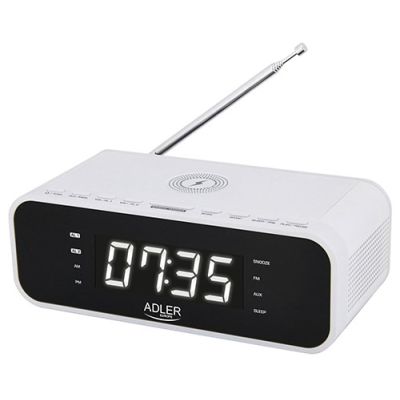 2. Adler clock radio with wireless charger and FM