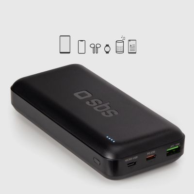 4. Powerbank SBS TTBB20000PD20K 20000 mAh 20W PD USB-C, USB-A, Micro-USB - black