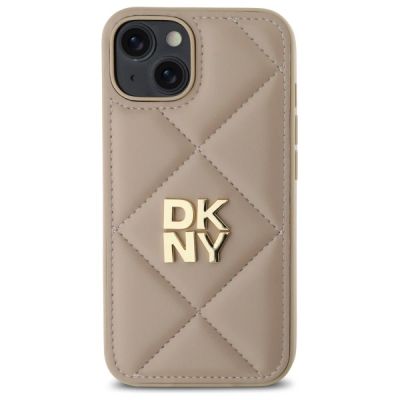 3. DKNY Quilted Stack Logo iPhone 14 Case - Beige