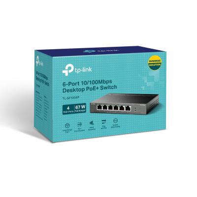 4. TP-Link TL-SF1006P Network Switch Unmanaged Fast Ethernet (10/100) PoE Support Black
