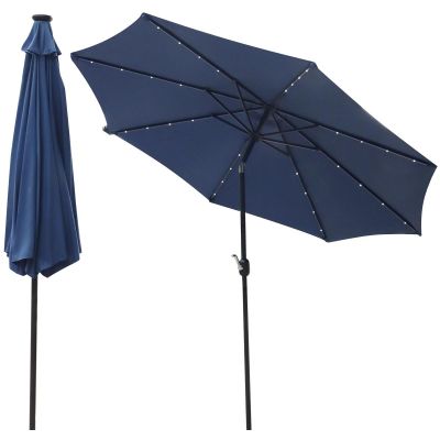 17. GARDEN UMBRELLA WITH LED LIGHTING 300CM NAVY BLUE