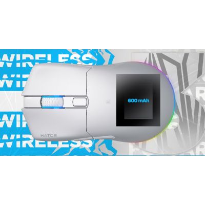 13. HATOR Pulsar 3 Wireless Gaming Mouse Ambidextrous RF Wireless + Bluetooth + USB Type-C Optical 12000 DPI