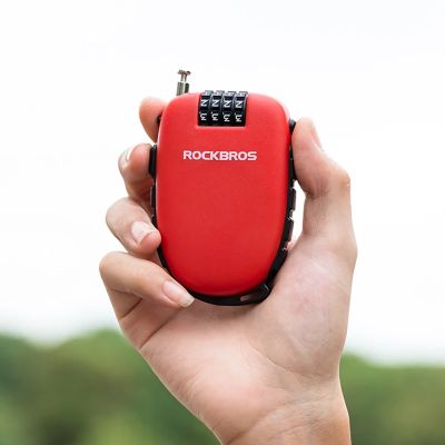 12. Rockbros 32420981001 bicycle lock with retractable cable - red