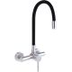Wall-mounted kitchen tap with a curved spout