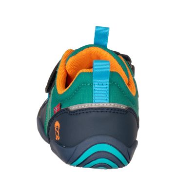 5. Trollkids Skaland Barefoot Hiker Shoes in Sea Green/Madeire Blue/Sahara Sunset