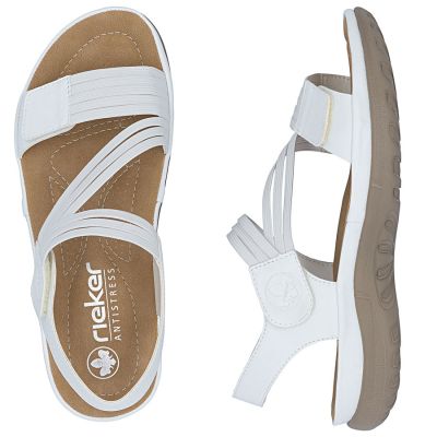 4. Comfortable women's sandals with Velcro and elastic bands, white Rieker 64870-81