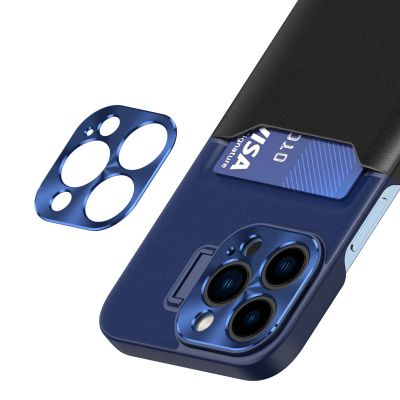 5. Leather Stand Case for Samsung Galaxy S23 cover card wallet with stand blue