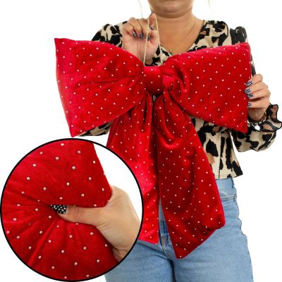 19. RED DECORATIVE BOW 39x50CM MICA