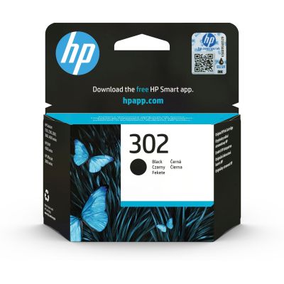 HP Black Ink Cartridge HP 302, HP302=F6U66AE, 190 pages, 3.5 ml