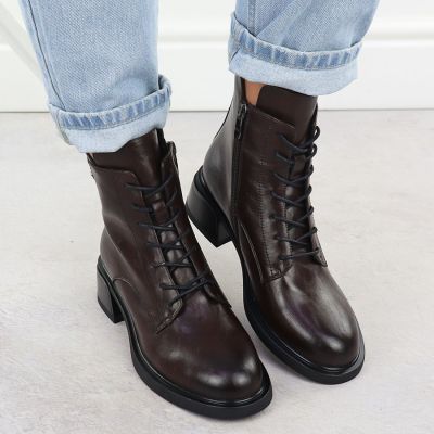 6. Brown leather women’s worker boots Filippo DBT7369