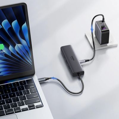 6. Ugreen USB-C 6-in-1 HDMI USB-C USB-A Ethernet Hub - Gray