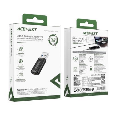 5. Acefast J2 USB-C 3.0 (Female) to USB-A 3.0 (Male) 5Gb/s Adapter - Black