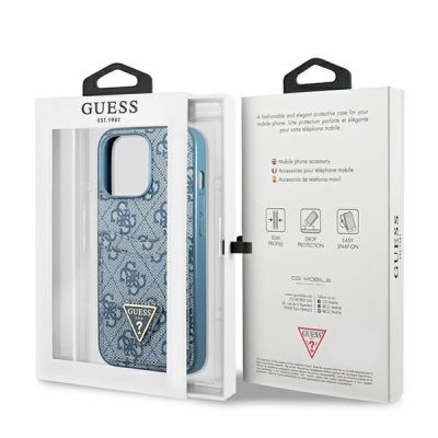 8. Guess 4G Triangle Logo Cardslot Case for iPhone 13 Pro / 13 - Blue