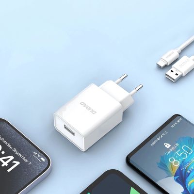 9. Dudao A4EU USB-A 2.1A wall charger - white + USB-A - USB-C cable