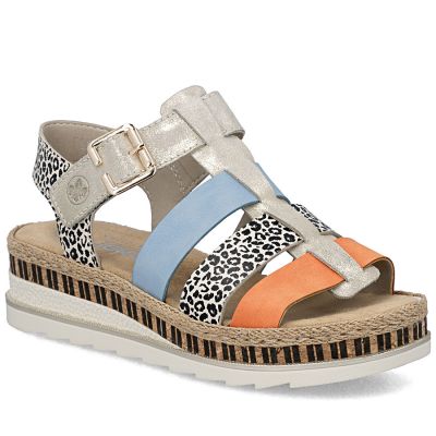 Rieker V7904-90 Women's Leather Wedge Sandals