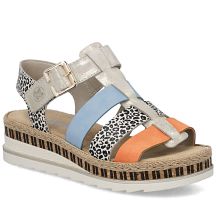 Rieker V7904-90 Women's Leather Wedge Sandals