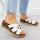6. Women's leather wedge sandals white Remonte D2L52-80