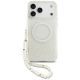 Guess IML Flowers Allover Electroplated with Pearl Strap MagSafe Case for iPhone 18 Pro Max / 17 Pro Max - White