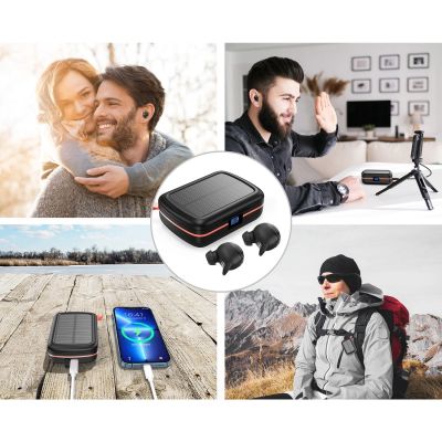 11. Choetech TWS wireless headphones waterproof with solar panel and built-in 2500mAh powerbank black (BH-T05)