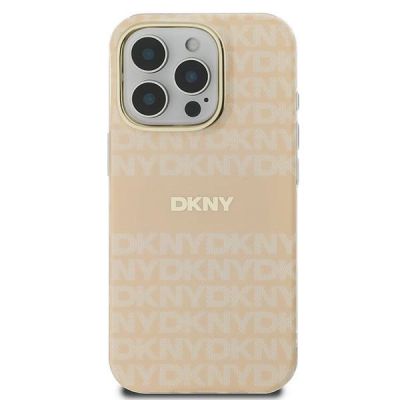 3. DKNY Repeat Texture Pattern With Stripe iPhone 16 Pro Max Case - Pink