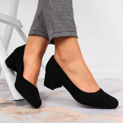 7. Sergio Leone W SK354C Suede Block Heel Pumps Black