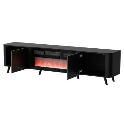 2. VOLARE TV cabinet 200x39x49 black/san sebastian + fireplace