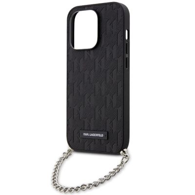 5. Karl Lagerfeld KLHCP14LSACKLHPK iPhone 14 Pro 6.1" black/black hardcase Saffiano Monogram Chain