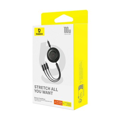 7. Baseus Free2Draw CB000084 retractable USB-C - Lightning / USB-C / micro USB cable 100W 1.1m - black