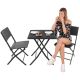 31. BALCONY FURNITURE SET TABLE 58X58X70CM AND 2 BLACK CHAIRS