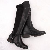 Women’s black leather officer-style boots, insulated Rieker Z9564-00