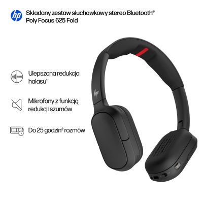 4. HP Poly Foldable Stereo Bluetooth Headset Focus 625 Fold