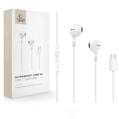 Tech-Protect Ultraboost Core G4 USB-C Wired Headphones - White