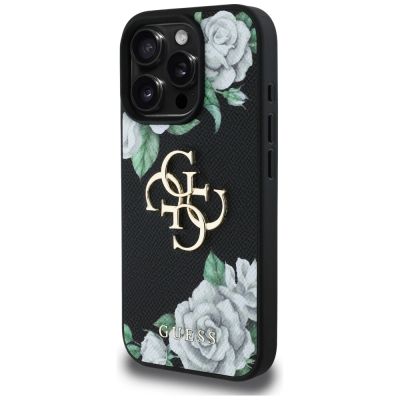 2. Guess Grained Roses Big 4G logo iPhone 16 Pro case - black