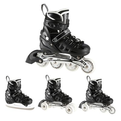8. Nils Extreme NH10905 4in1 inline skates with replaceable hockey blade, black LED, size M (35-38)